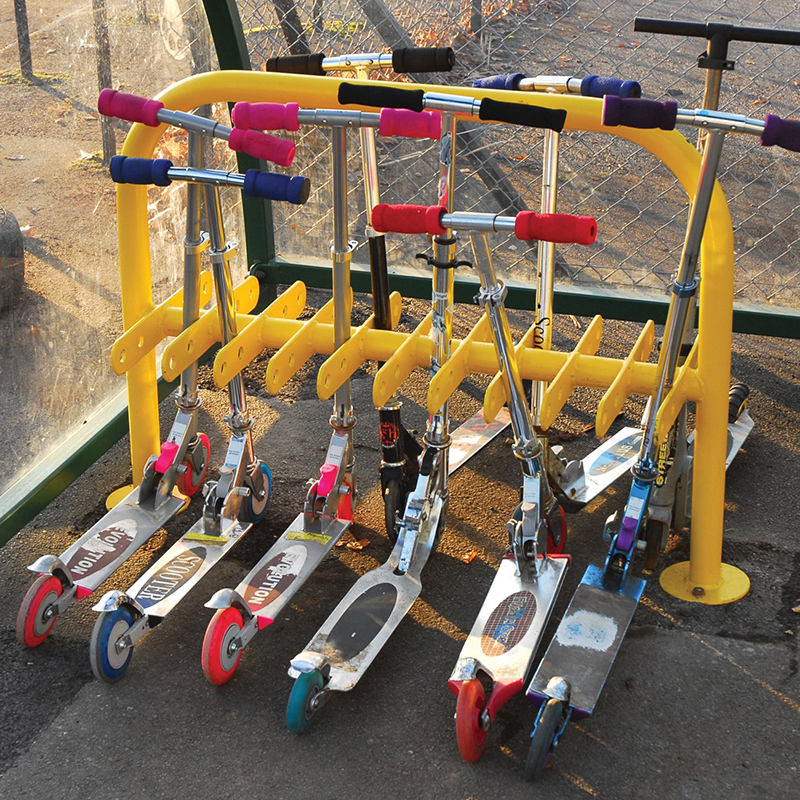 Galvanized Stand Up Storage Kindergarten Children Scooter Bike Rack